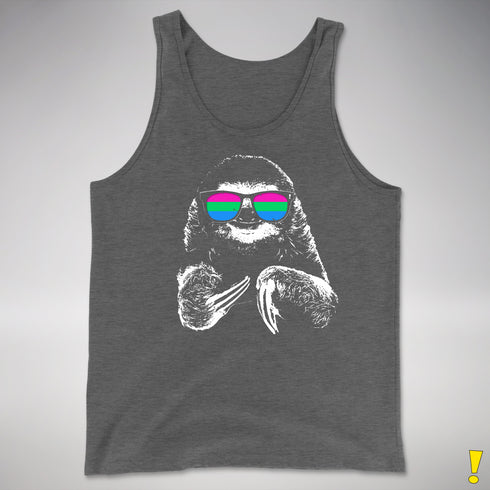Pride Sloth Polysexual Flag Sunglasses Premium Tank Top - Deep Heather