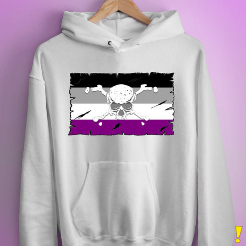 Asexual Pride Pirate Flag Hoodie - White