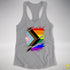 LGBTQ Progress Pride Flag Ripped Reveal Racerback Tank - Heather Grey