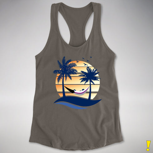 Demisexual Pride Hammock Summer Beach Sunset Racerback Tank - Dark Grey