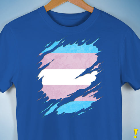 Transgender Pride Flag Ripped Reveal Premium Unisex T-Shirt - Royal Blue