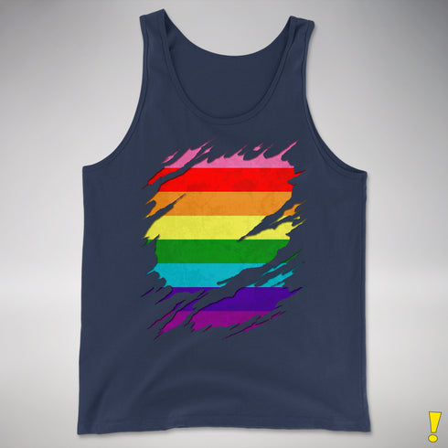 Original Gilbert Baker LGBTQ Gay Pride Flag Ripped Reveal Premium - Navy