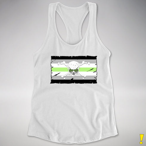 Agender Pride Pirate Flag Racerback Tank - White