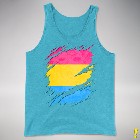 Pansexual Pride Flag Ripped Reveal Premium Tank Top - Aqua Triblend