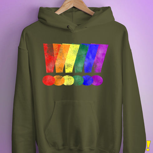 LGBTQ Pride Exclamation Points Hoodie - Army