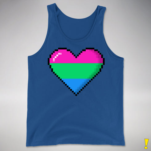 Polysexual Pride Pixel Heart Premium Tank Top - Royal Blue
