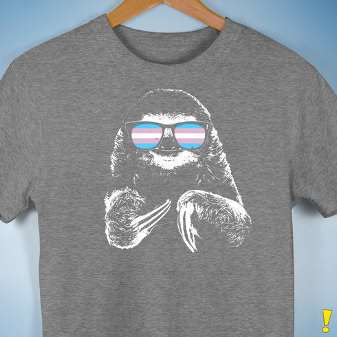 Pride Sloth Transgender Flag Sunglasses Premium Unisex T-Shirt - Grey Heather