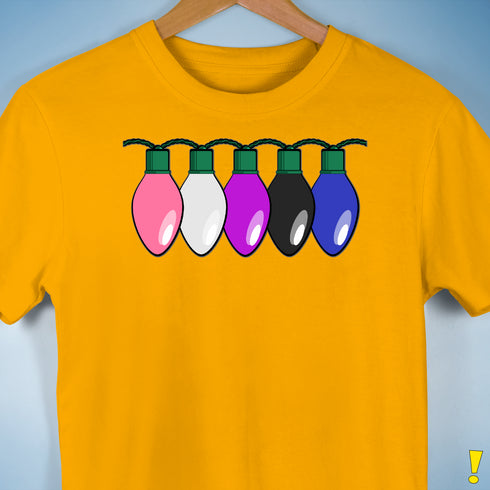 Genderfluid Pride Christmas Lights Premium Unisex T-Shirt - Gold