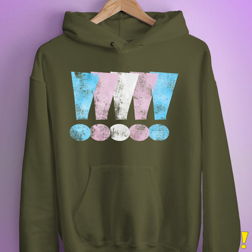 Transgender Pride Exclamation Points Hoodie - Army