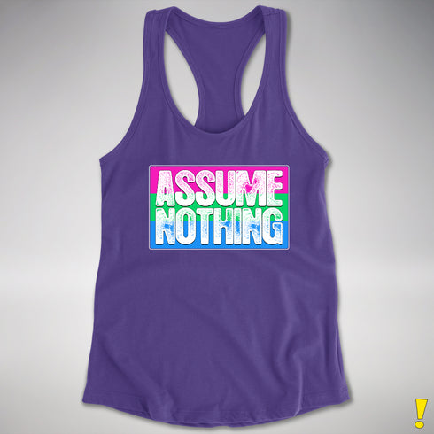 Assume Nothing Polysexual Pride Flag Racerback Tank - Purple