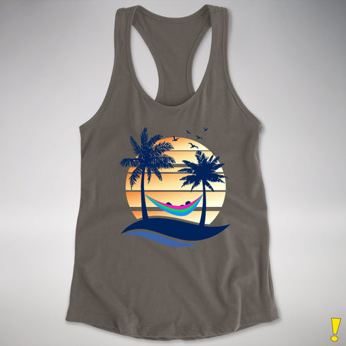 Polysexual Pride Hammock Summer Beach Sunset Racerback Tank - Dark Grey