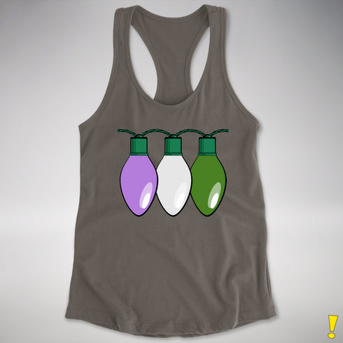 Genderqueer Pride Christmas Lights Racerback Tank - Dark Grey