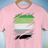 Aromantic Pride Flag Ripped Reveal Premium Unisex T-Shirt - Pink