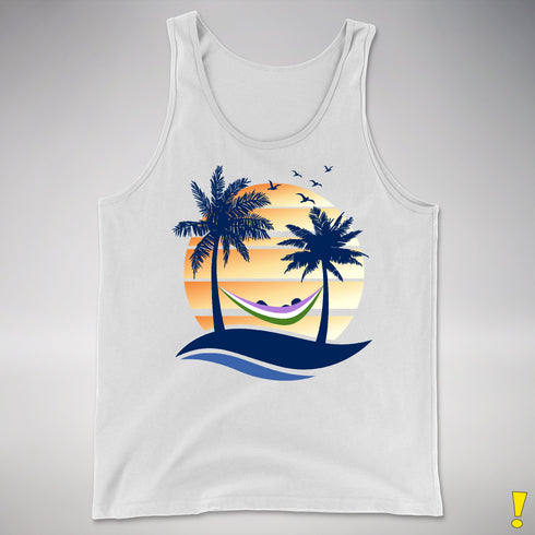 Genderqueer Pride Hammock Summer Beach Sunset Premium Tank Top - White