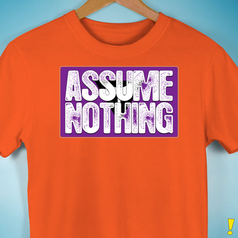 Assume Nothing Lesbian Labrys Pride Flag Premium Unisex T-Shirt - Orange
