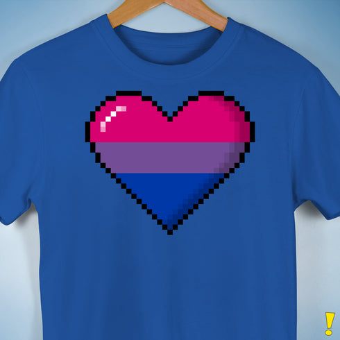 Bisexual Pride 8-Bit Pixel Heart Premium Unisex T-Shirt - Royal Blue