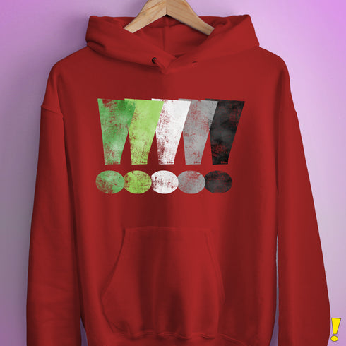 Distressed Aromantic Pride Exclamation Points Hoodie - Red
