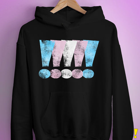 Transgender Pride Exclamation Points Hoodie - Black