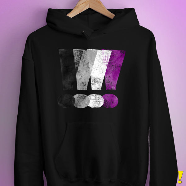 Asexual Pride Exclamation Points Hoodie - Black