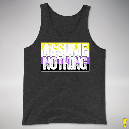 Assume Nothing Nonbinary Pride Flag Premium Tank Top - Charcoal Triblend