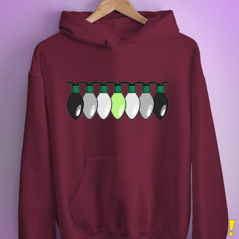 Agender Pride Christmas Lights Hoodie - Maroon