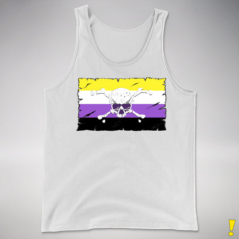 Nonbinary Pride Pirate Flag Premium Tank Top - White