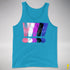 Genderfluid Pride Grunge Exclamation Points Premium Tank Top - Neon Blue