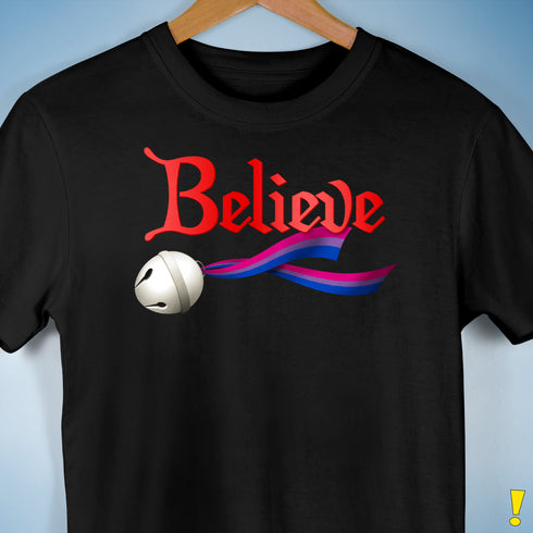 Believe Bisexual Pride Jingle Bell Premium Unisex T-Shirt - Black