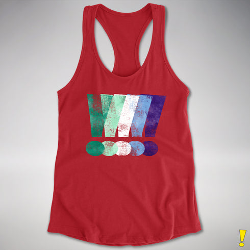MLM Gay Pride Grunge Exclamation Points Racerback Tank - Red
