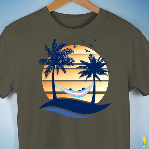 Transgender Pride Hammock Summer Beach Sunset Premium Unisex T-Shirt - Army