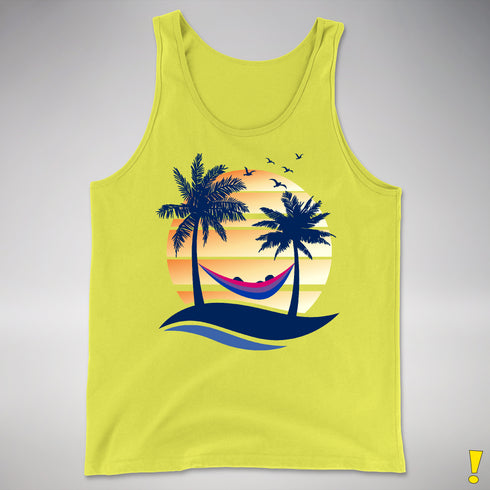 Bisexual Pride Hammock Summer Beach Sunset Premium Tank Top - Neon Yellow