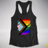 LGBTQ Progress Pride Flag Ripped Reveal Racerback Tank - Black