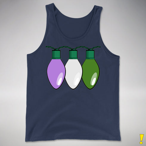 Genderqueer Pride Christmas Lights Premium Tank Top - Navy