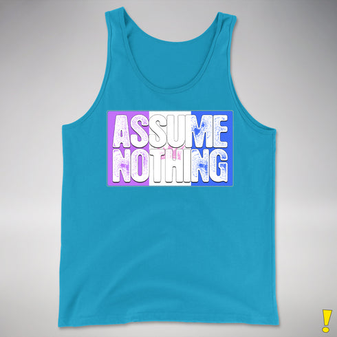 Assume Nothing Drag Pride Flag Premium Tank Top - Neon Blue