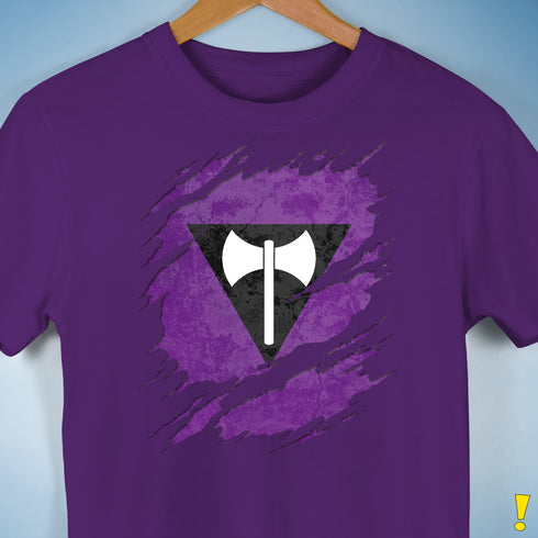 Lesbian Labrys Pride Flag Ripped Reveal Premium Unisex T-Shirt - Purple