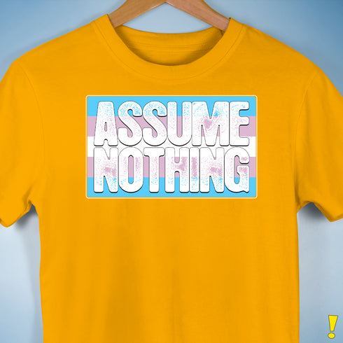 Assume Nothing Transgender Pride Flag Premium Unisex T-Shirt - Gold