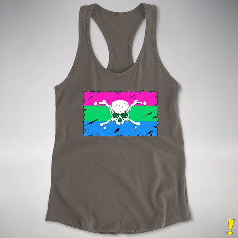 Polysexual Pride Pirate Flag Racerback Tank - Dark Grey