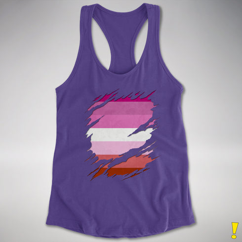 Pink Lesbian Ripped Reveal Racerback Tank - Purple