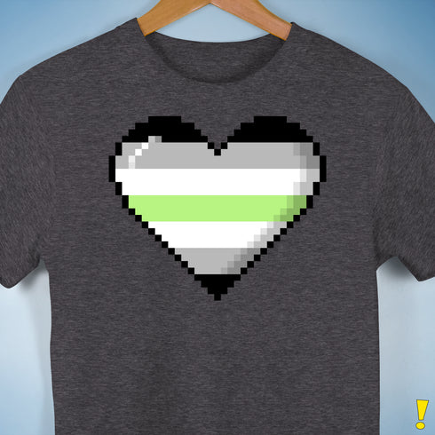 Agender Pride 8-Bit Pixel Heart Premium Unisex T-Shirt - Dark Grey Heather