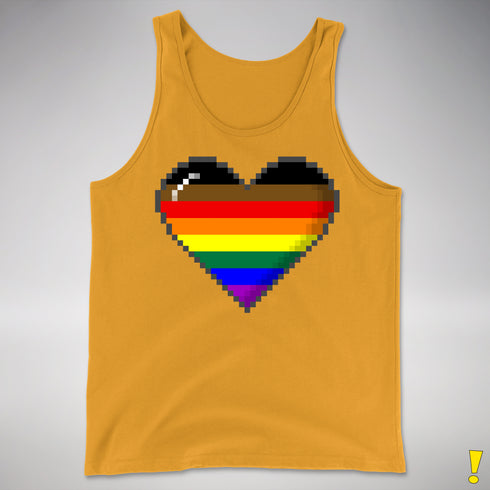 Philly LGBTQ Pride 8-Bit Pixel Heart Premium Tank Top - Gold