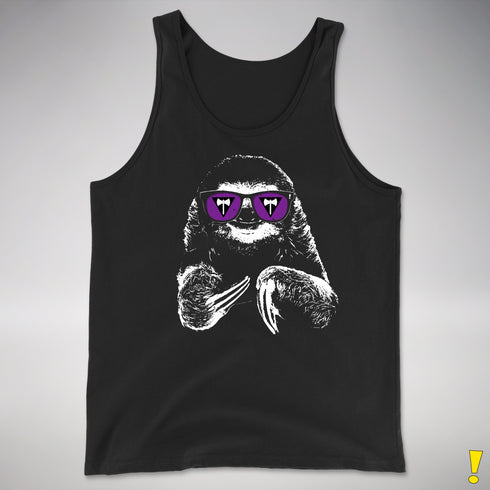 Pride Sloth Lesbian Labrys Flag Sunglasses Premium Tank Top - Black