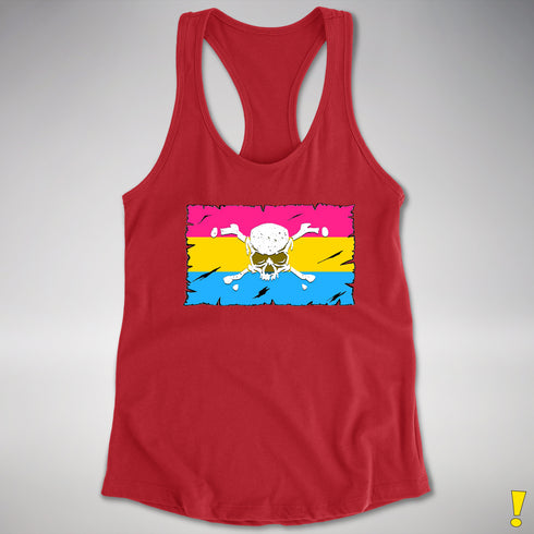 Pansexual Pride Pirate Flag Racerback Tank - Red