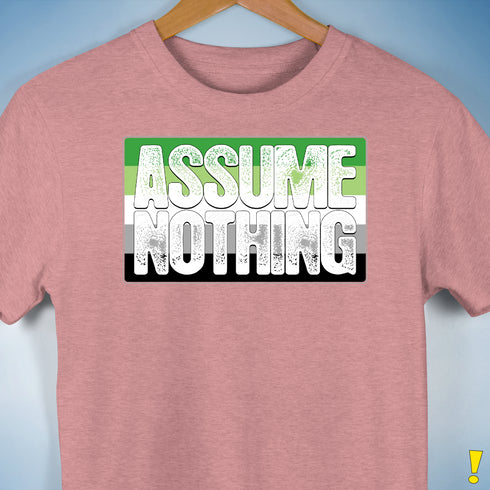 Assume Nothing Aromantic Pride Flag Premium Unisex T-Shirt - Mauve Heather