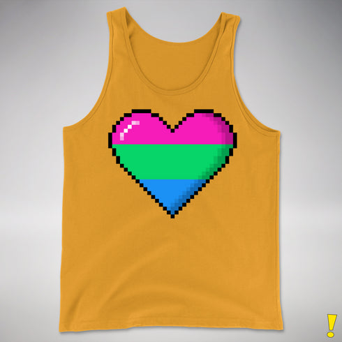 Polysexual Pride 8-Bit Pixel Heart Premium Tank Top - Gold