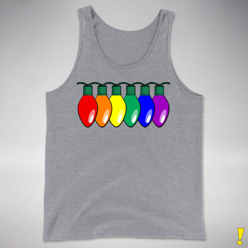 LGBTQ Pride Christmas Lights Premium Tank Top - Grey Heather