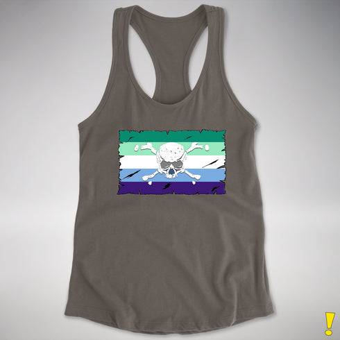 Gay Male Pride Pirate Flag Racerback Tank - Dark Grey