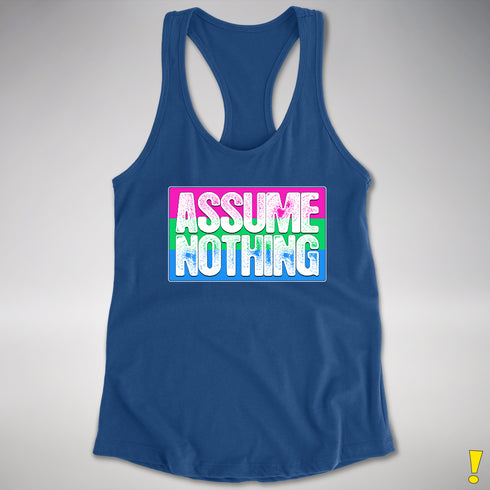 Assume Nothing Polysexual Pride Flag Racerback Tank - Royal