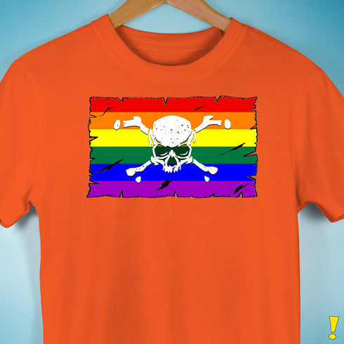 LGBTQ Rainbow Pride Pirate Flag Premium Unisex T-Shirt - Orange