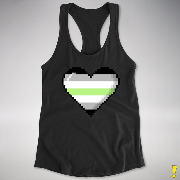 Agender Pride 8-Bit Pixel Heart Racerback Tank - Black
