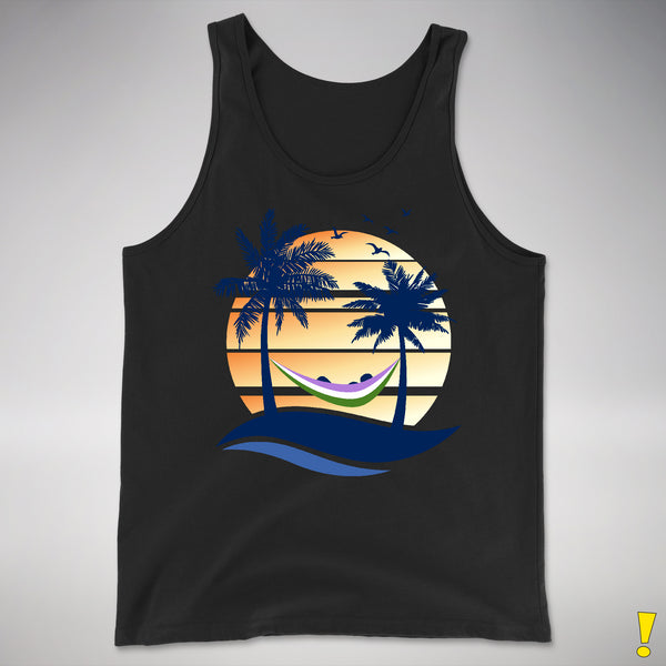 Genderqueer Pride Hammock Summer Beach Sunset Premium Tank Top - Black